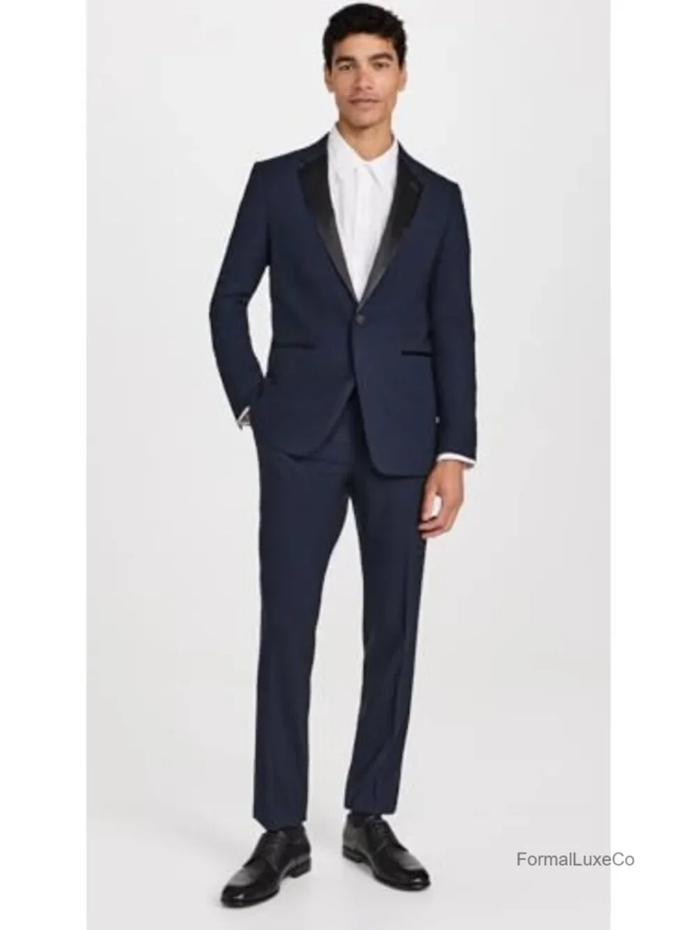 Men's Stretch Wool Suit Pants Slim Fit Tuxedo Trousers